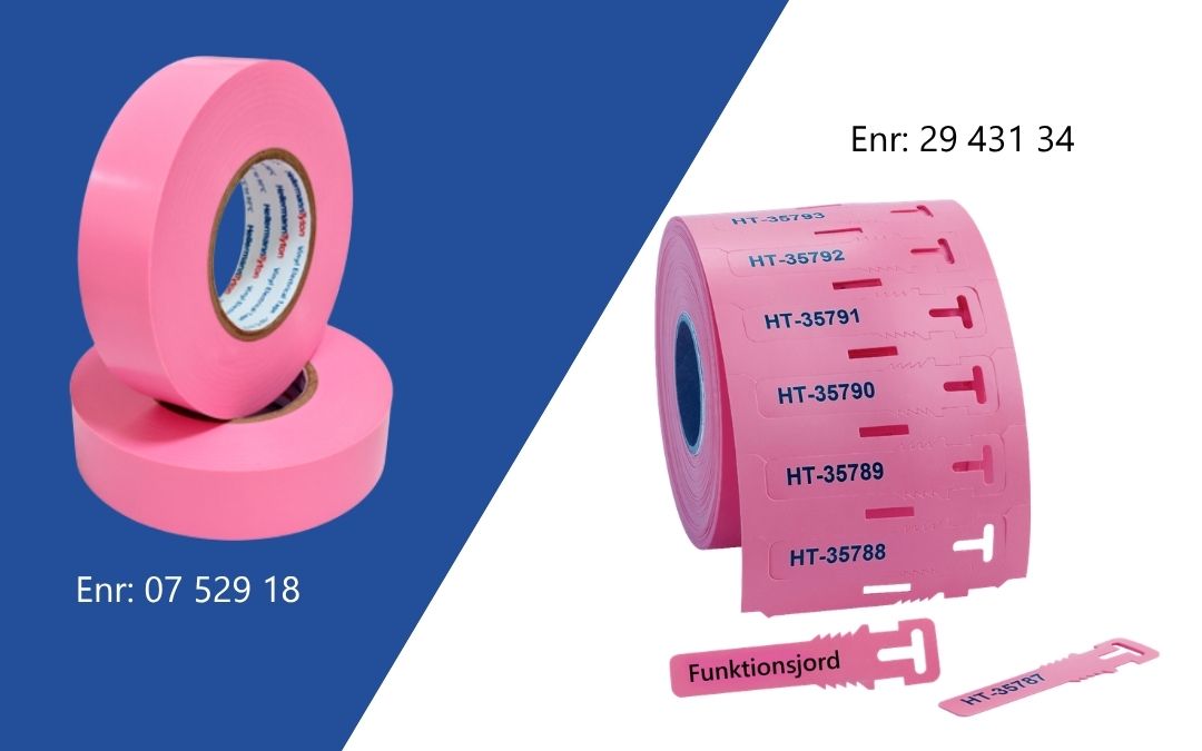 Kabelmärkning: Rosa Helatape flex 15 /Rosa Tiptag